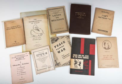 A GROUP OF TEN SOVIET JEWISH AND COMMUNIST BOOKS AND PAMPHLETS. Mostly Soviet Union, Britain and New