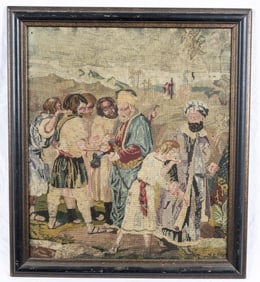 A TAPESTRY OF THE SALE OF JOSEPH. Probably Flemish, c. 1850. Depicts Joseph being led away from his