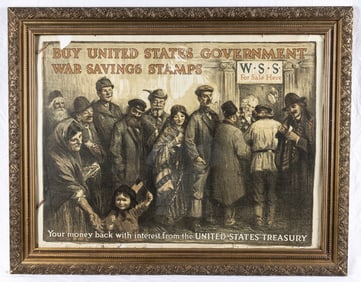 AN ORIGINAL WWI WAR SAVINGS STAMPS POSTER. American, c. 1915. Indicating that one should buy the