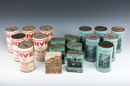 A COLLECTION OF EIGHTEEN CHARITY CONTAINERS. New York, 20th century. Consisting of collection boxes