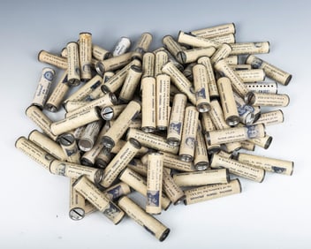 A LARGE GROUP OF  CHARITY CONTAINERS. American, c. 1950. Collecting funds. Collecting dimes for the