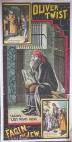 A GROUP OF FOUR IDENTICAL  OLIVER TWIST WOOD BLOCK THREE SHEET POSTERS. Hartford, CT c. 1880.