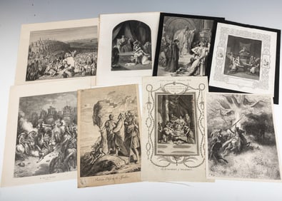 A GROUP OF 8 WOODCUT ENGRAVINGS. 18th and 19th centuries. Including The Judgment of Solomon (3),