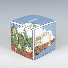 A TIFFANY PORCELAIN CHARITY BOX. American, 20th Century. Made in limited edition exclusively for the