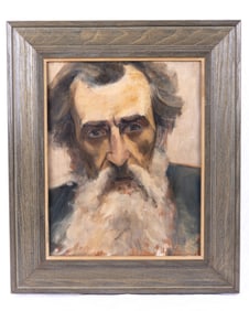 314. OIL ON BOARD. Bearded man. 15?? x 12??.