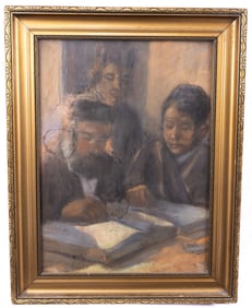 WATERCOLOR ON PAPER. Three Jewish figures. 18?? x 14??.