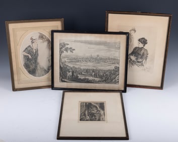 A VIEW OF MUNICH , 1642. Engraving of Munich during the 30 years war. Accompanied by three others.