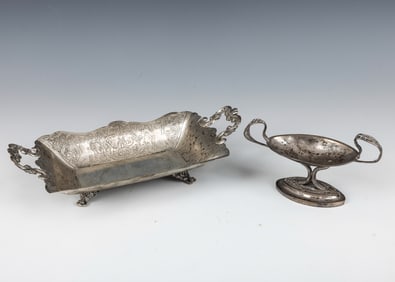 AN ANTIQUE SILVER SALT AND CRACKER BASKET. Poland and Germany, 19th century. Hand crafted with