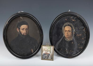 A PAINTING OF A MAN AND A PAINTING OF WOMAN. German School, 18/19th century. Of an Orthodox Jewish