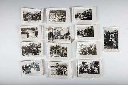 A COLLECTION OF 28 HOLOCAUST PHOTOGRAPHS. Printed in Poland after the Holocaust. Many multiples.