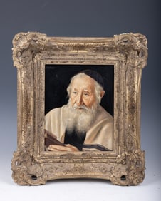 OIL ON BOARD PAINTING OF A RABBI. Signed K. Weiss. . 8" x 10".