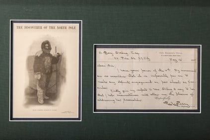 A HANDWRITTEN LETTER FROM REAR ADMIRAL ROBERT E. PEARY (May 6, 1856 - February 20, 1920).