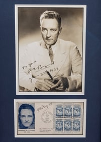 AN AUTOGRAPHED PHOTOGRAPH AND A SIGNED COMMEMORATIVE POSTAL COVER BY ADMIRAL RICHARD E. BYRD