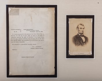A GROUP OF FOUR CIVIL WAR LITHO CARDS WITH FOUR GENERAL ORDERS. Each in a presentation frame