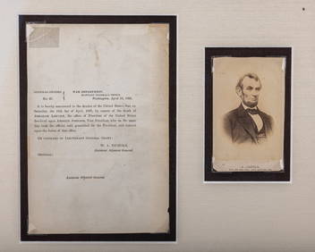 A GROUP OF FOUR CIVIL WAR LITHO CARDS WITH FOUR GENERAL ORDERS. Each in a presentation frame (1 of 4)