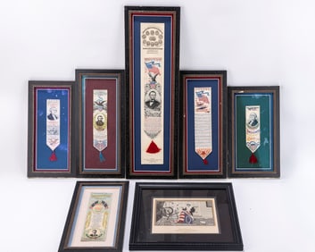 A GROUP OF AMERICAN WOVEN POLITICAL AND HISTORICAL SILK AND OTHER TAPESTRIES