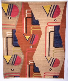 A LARGE VINTAGE TAPESTRY. Art Deco style. In the style of Moroccan Berber carpets. 83" x 67".&nbsp;
