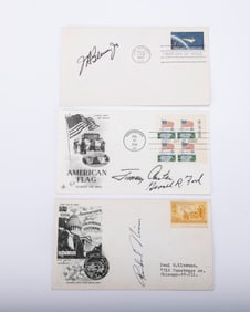 THREE PRESIDENTS AUTOGRAPHS ON TWO POSTAL COVERS. Including Jimmy Carter, Gerald Ford and Richard