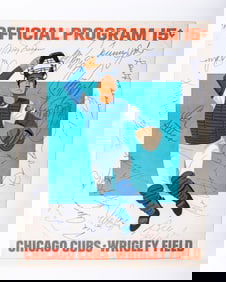 AN AUTOGRAPHED PROGRAM FROM THE JUNE 5, 1973 DODGER VS CUBS GAME. Featuring signatures from Walter