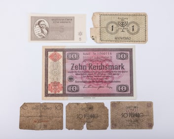 HOLOCAUST REICHSMARK CONVERSION NOTE AND OTHERS. The Reichsmark (worthless money given to Jews able