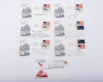 AMERICAN MILITARY. Seven signed postal covers. Signed by an Ace of World War One.