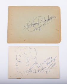 TWO AUTOGRAPHED CARDS BY MAGICIAN HARRY BLACKSTONE SR. The first is a plain autograph on a card, the