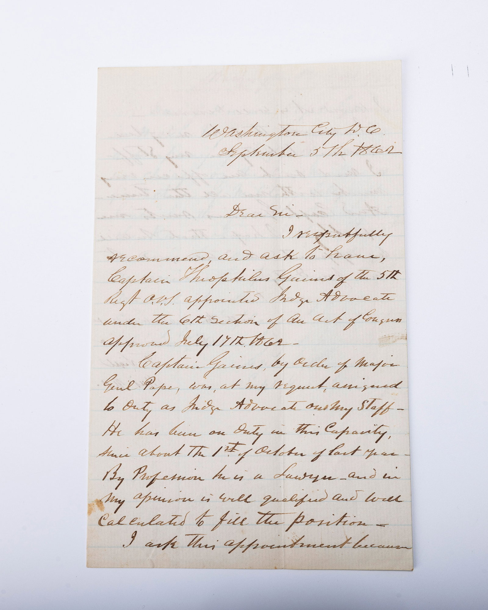 A HAND WRITTEN WAR LETTER FROM FRANZ SIGAL. (1822 - 1899) Union brigadier general who repulsed the: A HAND WRITTEN WAR LETTER FROM FRANZ SIGAL. (1822 - 1899) Union brigadier general who repulsed the Confederates at Cheat Mountain and held that portion of West Virginia for the Union. He also served a