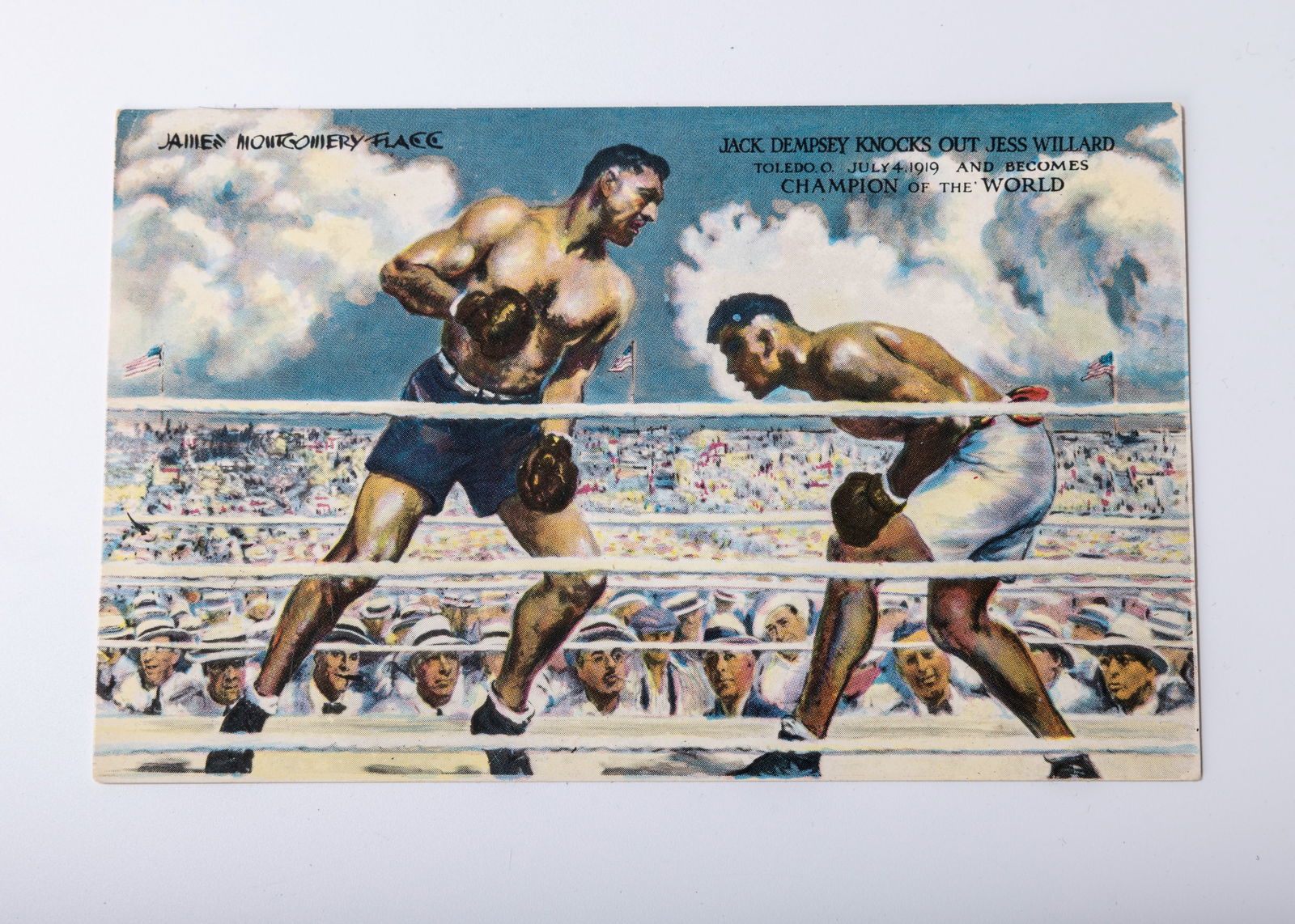 JACK DEMPSY. Autographed post card. William Harrison "Jack" Dempsey, nicknamed Kid Blackie and The: JACK DEMPSY. Autographed post card. William Harrison "Jack" Dempsey, nicknamed Kid Blackie and The Manassa Mauler, was an American professional boxer who competed from 1914 to 1927, and reigned as the