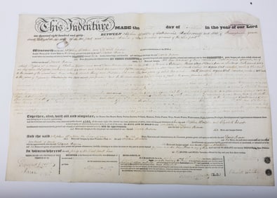A DEED FROM BUCKS County PENNSYLVANIA. Dated 1834. Transferring a property from Stephen and