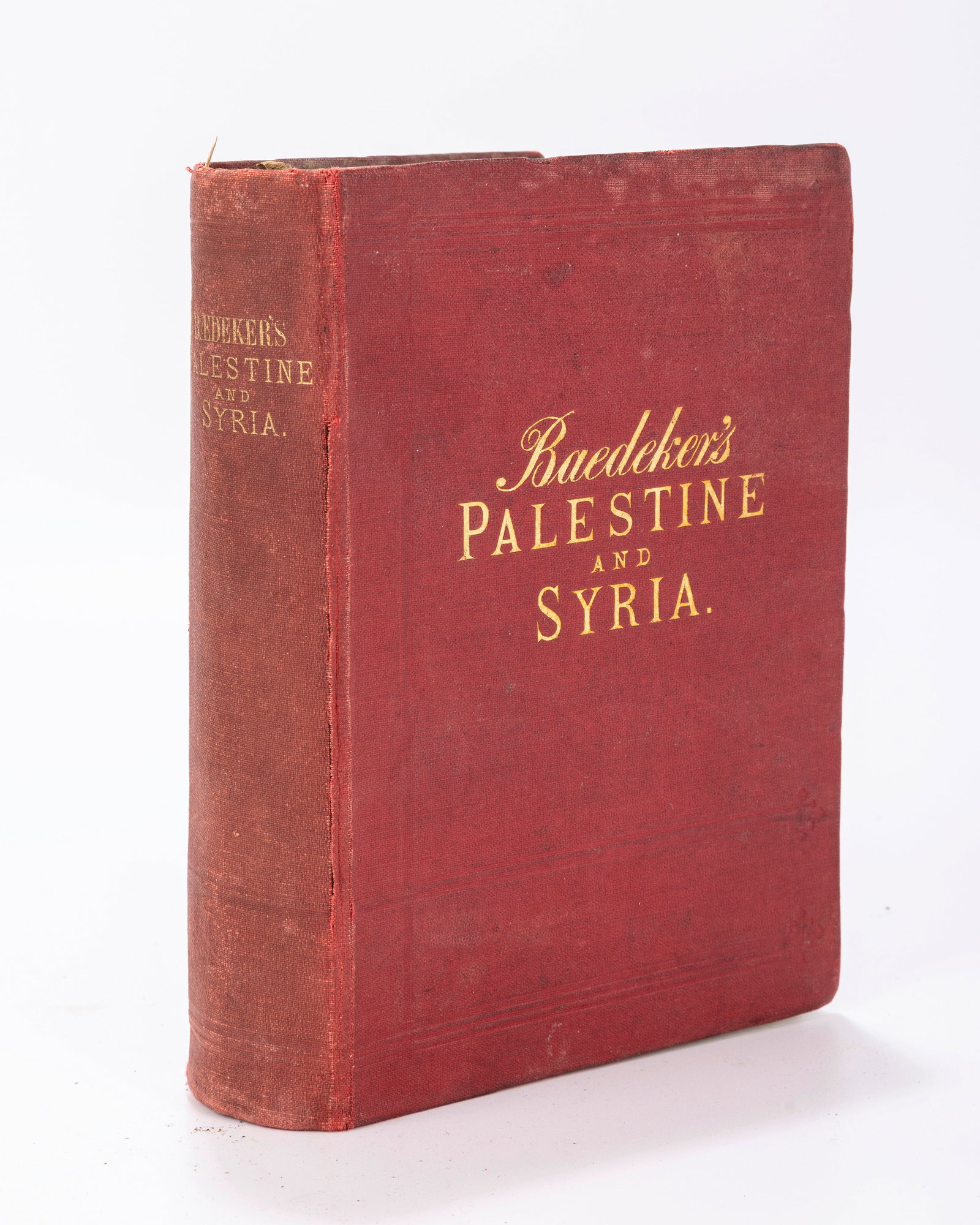 PALESTINE AND SYRIA: HANDBOOK FOR TRAVELERS. K. Baedeker, 1876. Rare first edition with original: PALESTINE AND SYRIA: HANDBOOK FOR TRAVELERS. K. Baedeker, 1876. Rare first edition with original map. Published by Karl Baedeker. Good condition, slight separation in cover. Missing some inside maps