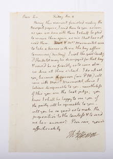 THOMAS JEFFERSON (1743 - 1826). Third president of the United States, author, and signer of the: THOMAS JEFFERSON (1743 - 1826). Third president of the United States, author, and signer of the Declaration of Independence. Autographed letter signed as Minister to France dated December 8, 1786 to J
