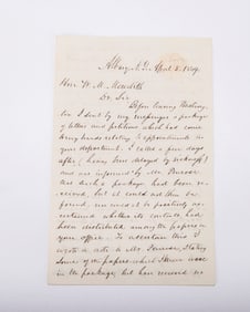 MILLARD FILLMORE (1800 - 1874). Dated April 5, 1849, Albany, New York. Thirteenth president of the