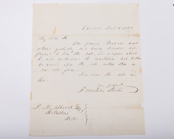 FRANKLIN PIERCE (1804 - 1869).Dated November 1, 1862, Concord. Fourteenth president of the United