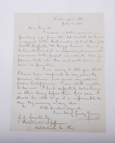 JAMES A. GARFIELD. (1831 - 1881). Twentieth president of the United States serving in 1881. Letter