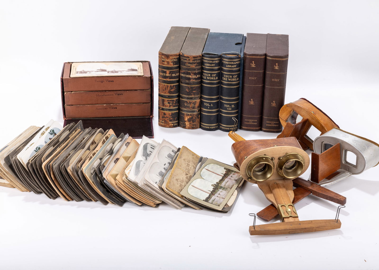 THREE STEREOSCOPES WITH A MASSIVE COLLECTION  CARDS. Includes three viewers, one being (1 of 9)