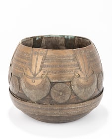 A LARGE ANGLO-INDIAN BRASS MOUNTED HARDWOOD BIN. c. 1900.