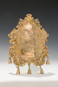 A LARGE GILDED SILVER TORAH SHIELD FRENCH ALGERIA