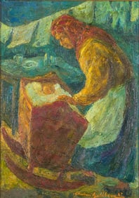 CHAIM GOLDBERG. (Poland, 1917-2004) Rocking a Cradle.