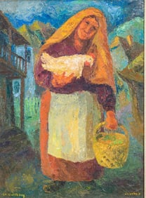 CHAIM GOLDBERG. (Poland, 1917 - 2004). Woman with Chicken.