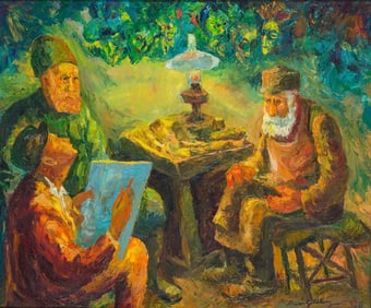 CHAIM GOLDBERG. (Poland, 1917 - 2004). Seated by Lamplight.