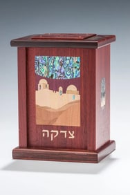 A LARGE HAND MADE CHARITY CONTAINER BY ALEX AND LORELEI GRUSS. Brooklyn, modern.