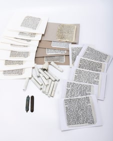 A GROUP OF 32 MEZUZAH KLAFS. Various sizes and styles of writings. Not sold as kosher.