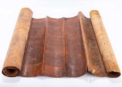 A PARTIAL SEFER TORAH. Yemen, 18th/19th century. Consisting of twenty four columns. Wormholes and