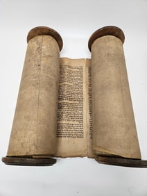 A SEFER TORAH WRITTEN ON GVIL. Probably Morocco or North Africa, 19th century.