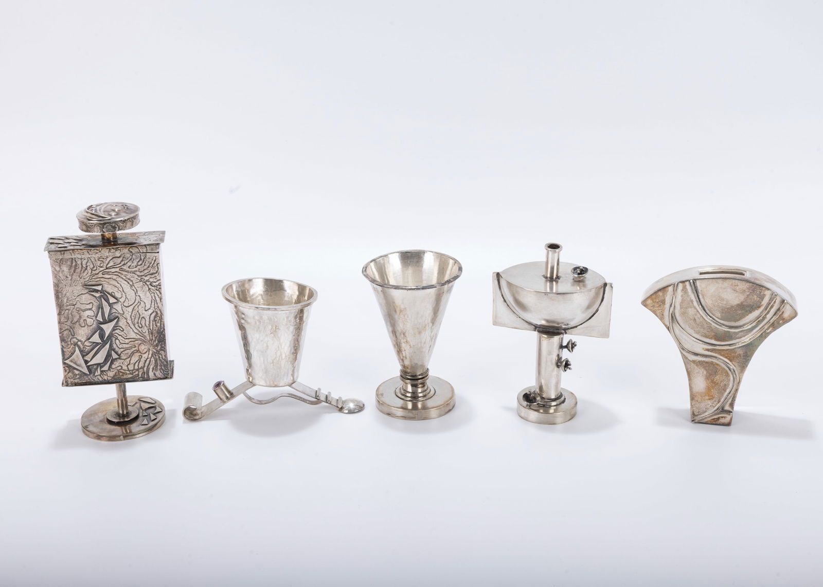 A COLLECTION OF STERLING SILVER JUDAICA HANDMADE BY ILANA RAPPAPORT. Consisting of a large spice (1 of 15)