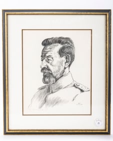 HERMANN STRUCK. Richard Dehmel in a German officerâ€™s uniform.Â  Lithograph: Ink on paper.