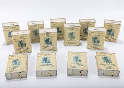 A GROUP OF 13 IDENTICAL CHARITY CONTAINERS FOR BETH JACOB SCHOOL OF BROOKLYN. Brooklyn, c.1950.