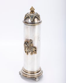 A STERLING SILVER MEGILLAH CASE BY MICHAEL ENDE. Jerusalem, c. 1980.