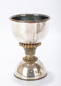 A STERLING SILVER AND BRASS GOBLET BY MICHAEL ENDE. Jerusalem, c. 1980. Constructed from brass and