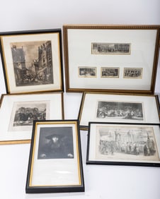 A GROUP OF SIX JUDAICA WOODCUTS. Including Jewish ceremonial themes.